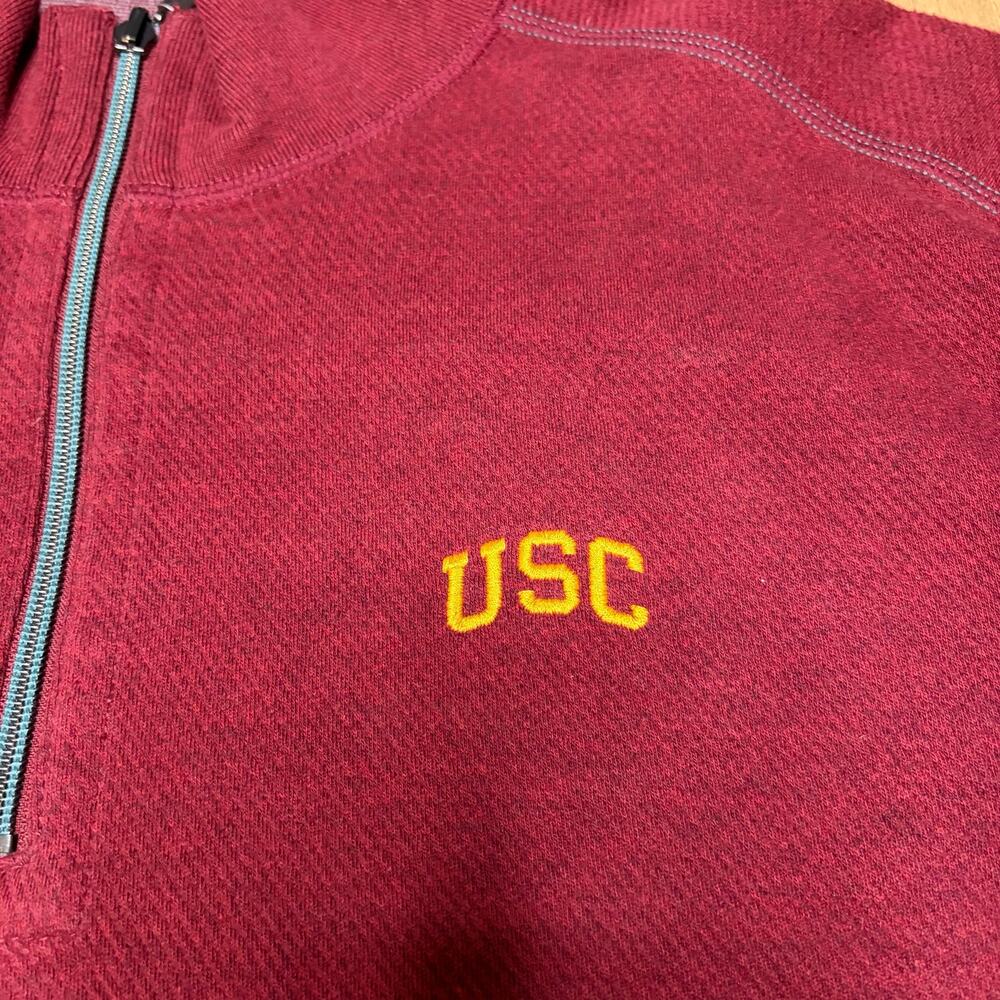 Tommy Bahama USC Trojans 2XL Quarter Zip Pullover Sweater Red NCAA University - Picture 3 of 13